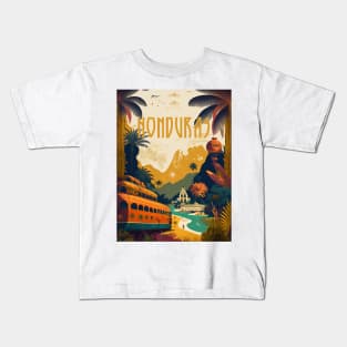 Honduras Coastline Vintage Travel Art Poster Kids T-Shirt